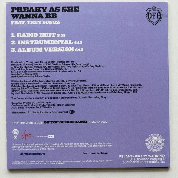 Dem Franchize Boyz - Freaky As She Wanna Be Promo CD Single 2006 Trey Songz - Picture 2 of 4
